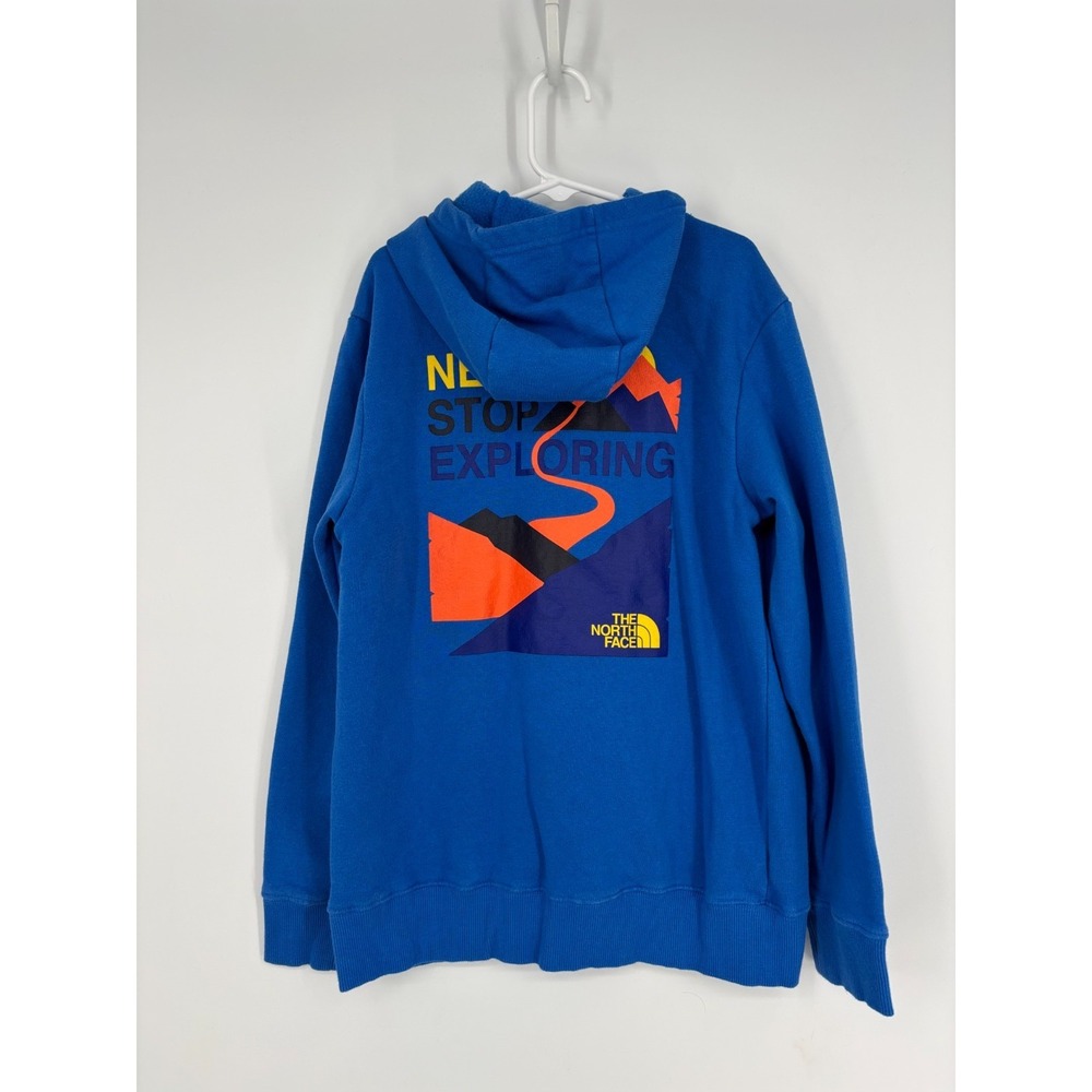 The North Face Boys Hoodie M 10/12 Blue Never Stop Exploring Sweatshirt Pouch